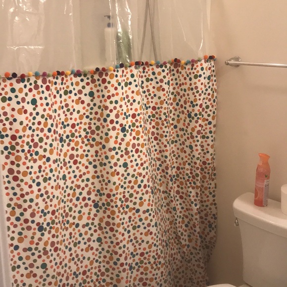 πΎπHost PickπΎπPomPom Colorful Shower Curtainπ - Picture 2 of 7